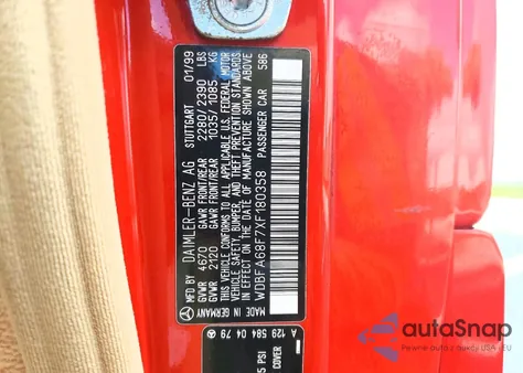 1999 Mercedes-Benz Sl 500 z USA, uszkodzony, nr VIN WDBFA68F7XF180358